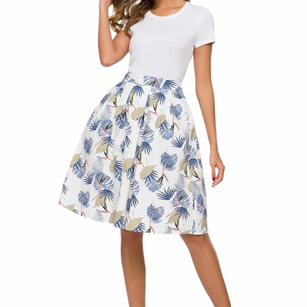 🌻NEW🌻 Pleated Flared Midi Skirt with Pockets